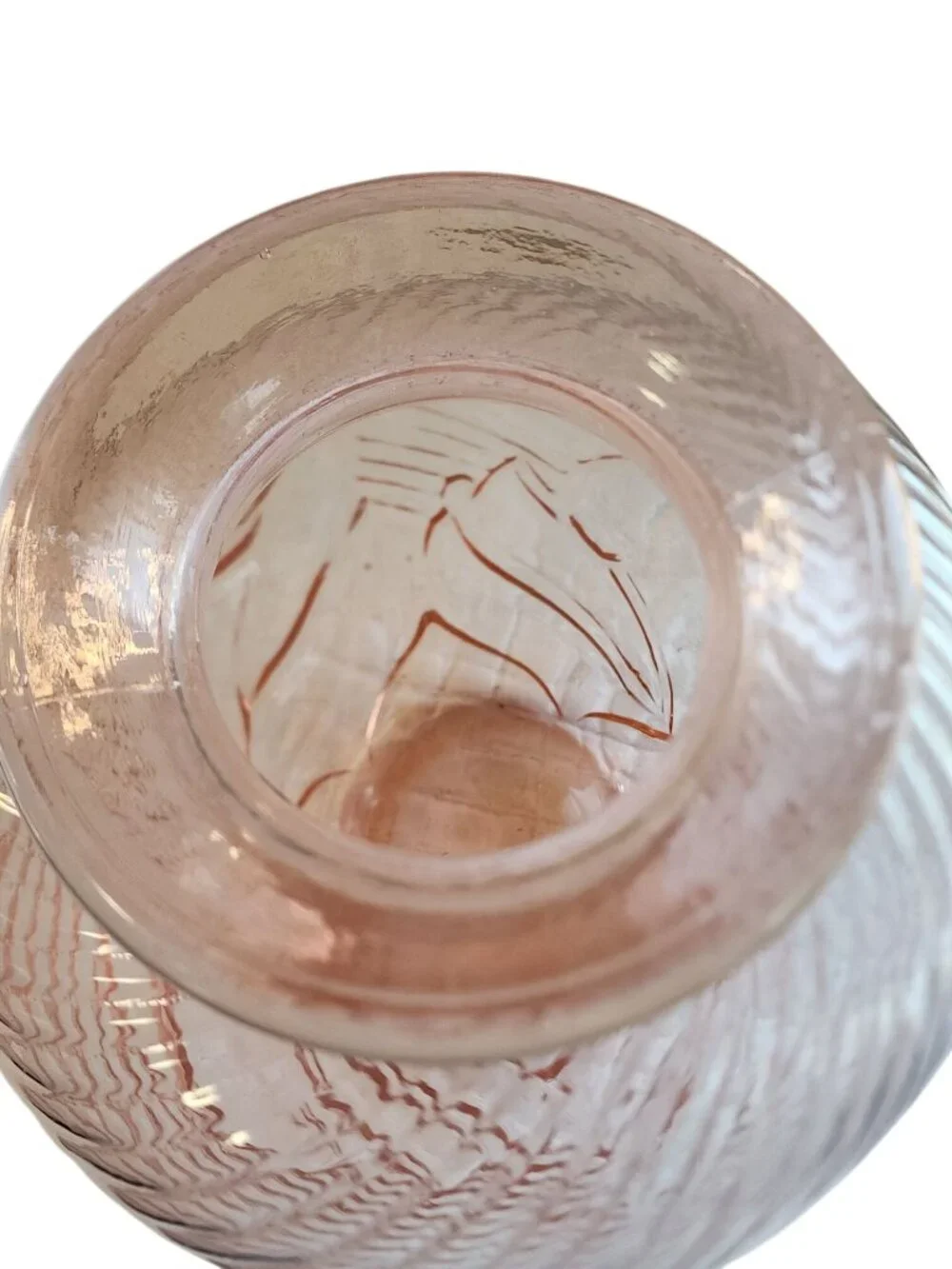 Antique 1920's Made in Italy Pink Swirl Art Deco Vase (air bubbles)